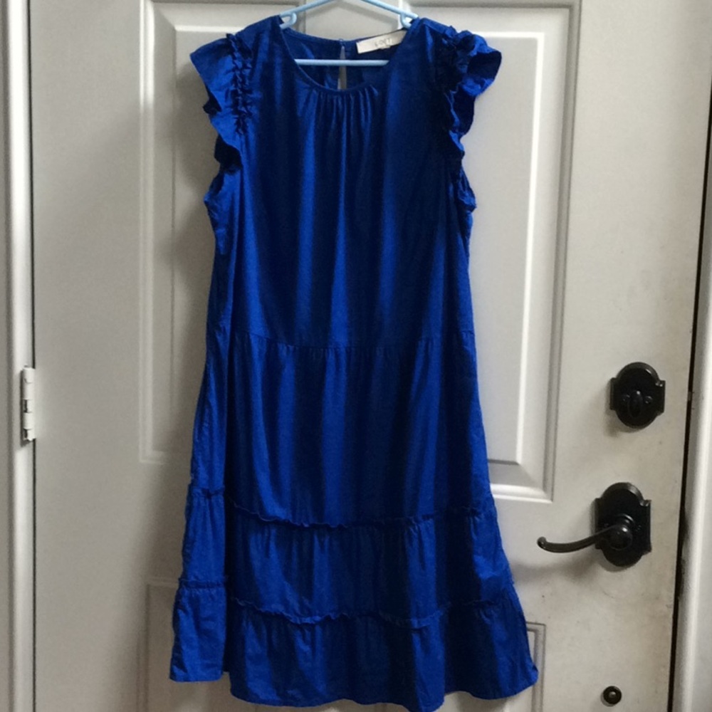 ❤️ Loft girl’s tiered royal blue dress Sz 10